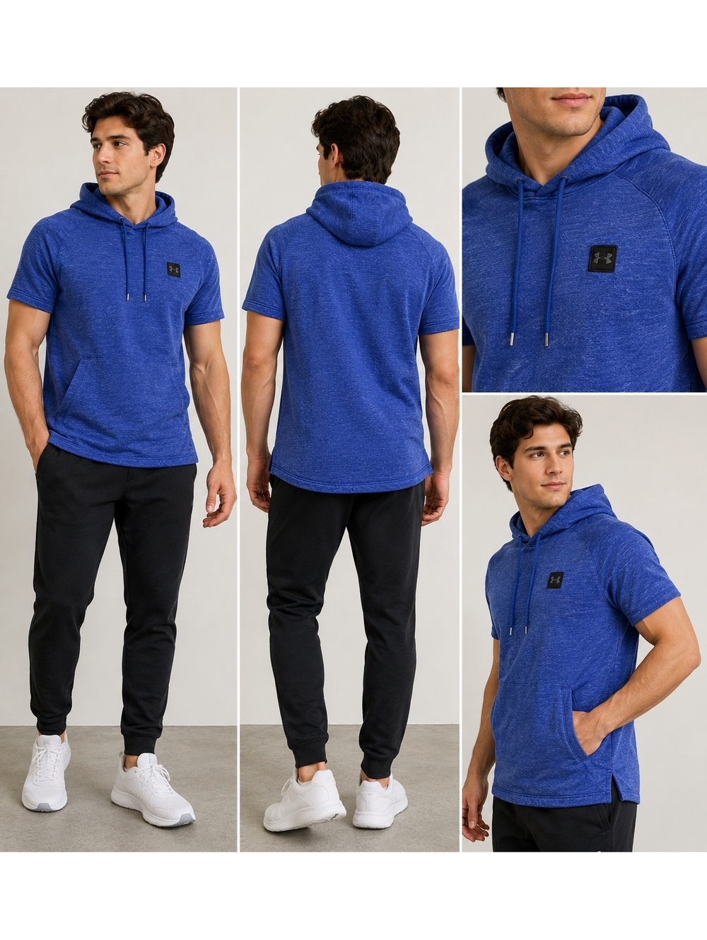 Under Armour Men’s XL Short Sleeve Hoodie Blue Fitted Pullover